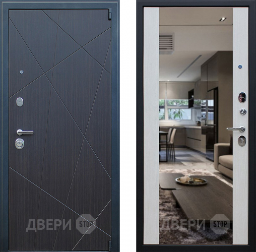 Входная металлическая Дверь АСД Вектор с зеркалом Лиственница белая в Орехово-Зуево