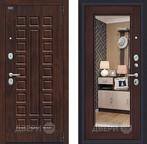 Входная металлическая Дверь Bravo Оптим Урбан с зеркалом Wenge Veralinga в Орехово-Зуево