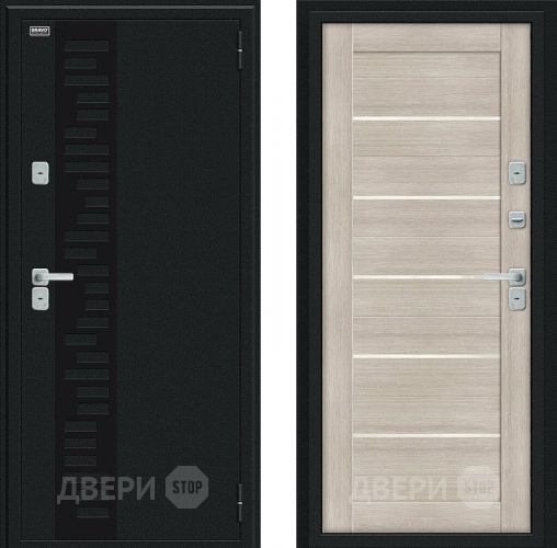 Входная металлическая Дверь Bravo Thermo Техно Декор Букле черное/Cappuccino Veralinga в Орехово-Зуево