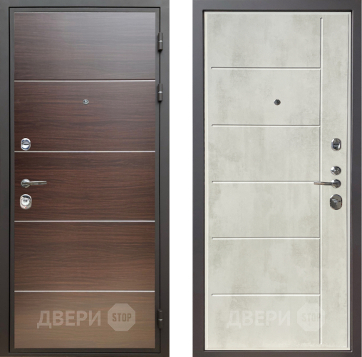 Входная металлическая Дверь Шелтер (SHELTER) Комфорт Венге структурный горизонт 11 Бетон крем в Орехово-Зуево