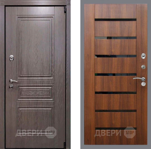 Входная металлическая Дверь Рекс (REX) Пренмиум-S СБ-14 стекло черное Орех бренди в Орехово-Зуево