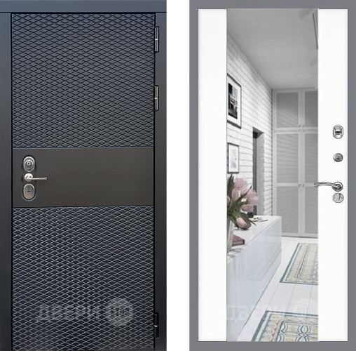 Входная металлическая Дверь Стоп БЛЭК CISA Зеркало СБ-16 Силк Сноу в Орехово-Зуево