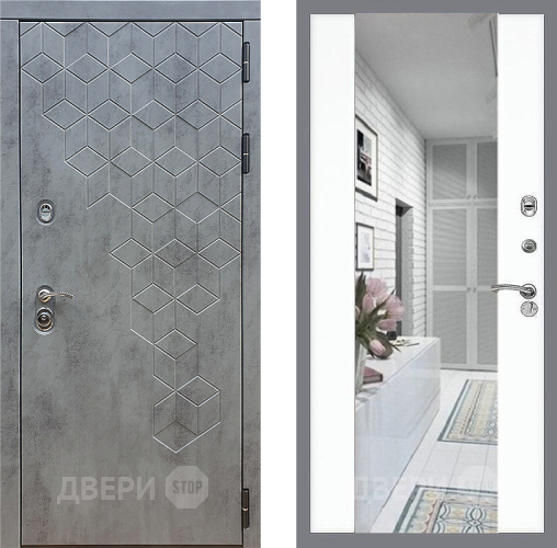 Входная металлическая Дверь Стоп БЕТОН Зеркало СБ-16 Силк Сноу в Орехово-Зуево