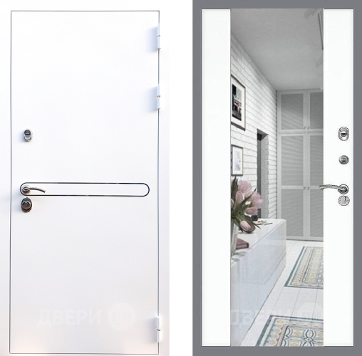 Входная металлическая Дверь Стоп Лайн Вайт Зеркало СБ-16 Силк Сноу в Орехово-Зуево