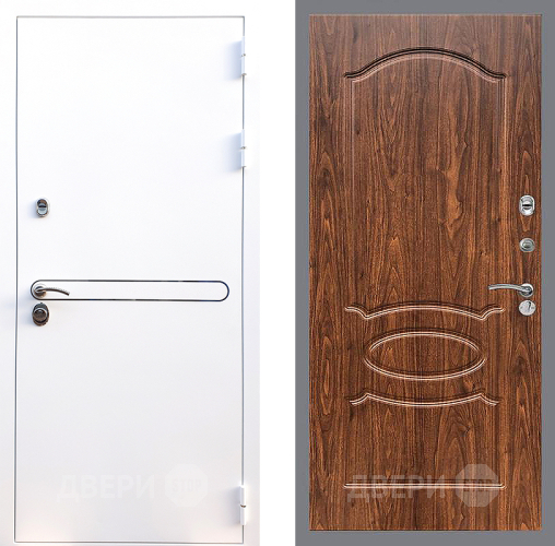 Входная металлическая Дверь Стоп Лайн Вайт ФЛ-128 орех тисненый в Орехово-Зуево