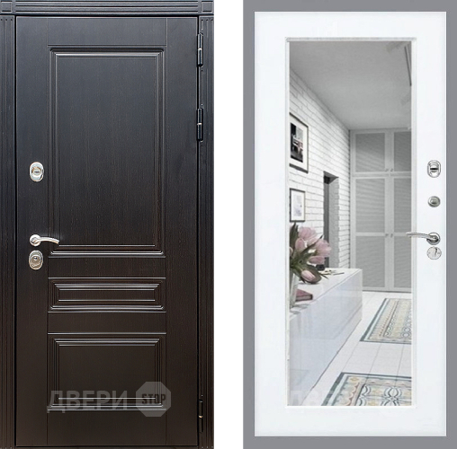 Входная металлическая Дверь Стоп МЕГАПОЛИС Зеркало Силк Сноу в Орехово-Зуево