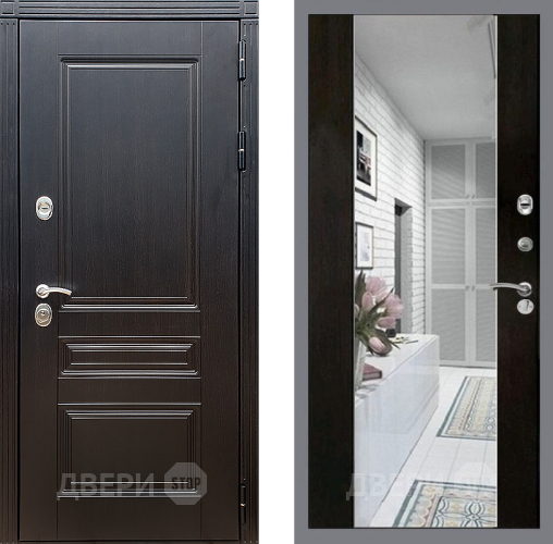 Входная металлическая Дверь Стоп МЕГАПОЛИС Зеркало СБ-16 Венге в Орехово-Зуево