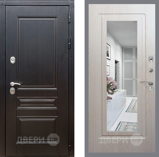 Входная металлическая Дверь Стоп МЕГАПОЛИС Зеркало ФЛ-120 Беленый дуб в Орехово-Зуево