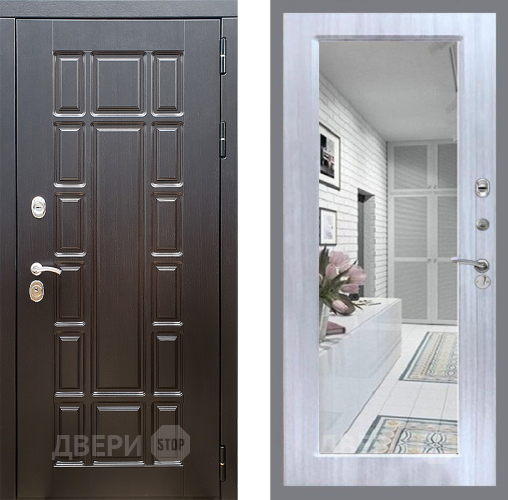 Входная металлическая Дверь Стоп НЬЮ ЙОРК Зеркало Сандал белый в Орехово-Зуево