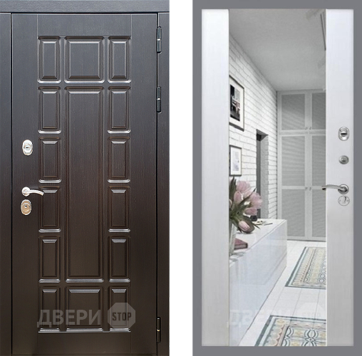 Входная металлическая Дверь Стоп НЬЮ ЙОРК Зеркало СБ-16 Лиственница беж в Орехово-Зуево