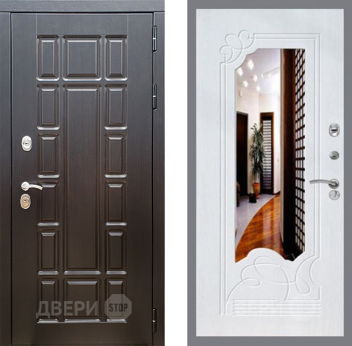 Входная металлическая Дверь Стоп НЬЮ ЙОРК ЗкркалоФЛ-147 Ясень белый в Орехово-Зуево