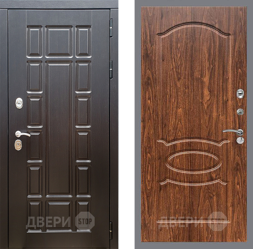 Входная металлическая Дверь Стоп НЬЮ ЙОРК ФЛ-128 орех тисненый в Орехово-Зуево