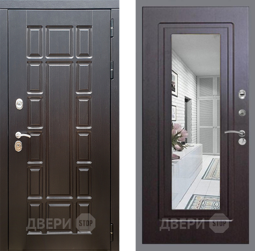 Входная металлическая Дверь Стоп НЬЮ ЙОРК Зеркало ФЛ-120 Венге в Орехово-Зуево