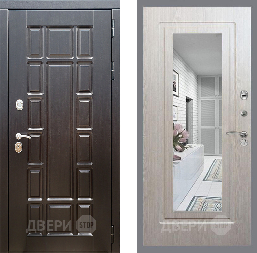 Дверь Стоп НЬЮ ЙОРК Зеркало ФЛ-120 Беленый дуб в Орехово-Зуево