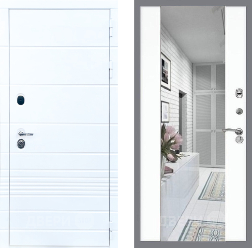 Входная металлическая Дверь Стоп ТРЕНДО Зеркало СБ-16 Силк Сноу в Орехово-Зуево