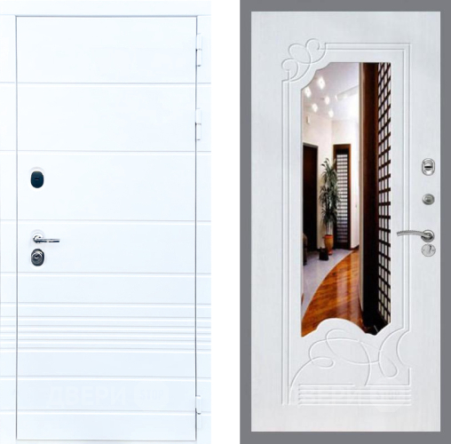 Входная металлическая Дверь Стоп ТРЕНДО ЗкркалоФЛ-147 Ясень белый в Орехово-Зуево