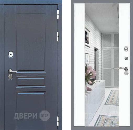 Входная металлическая Дверь Стоп ПЛАТИНУМ Зеркало СБ-16 Силк Сноу в Орехово-Зуево