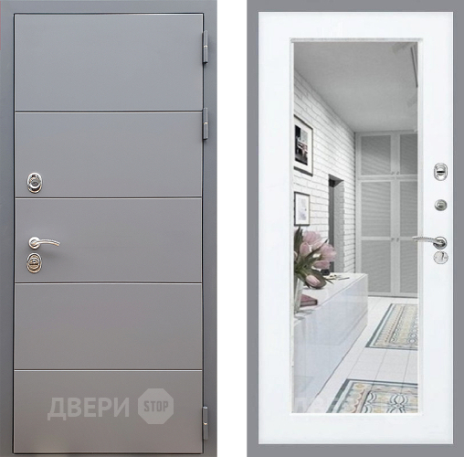 Входная металлическая Дверь Стоп АРТ ГРАФИТ Зеркало Силк Сноу в Орехово-Зуево