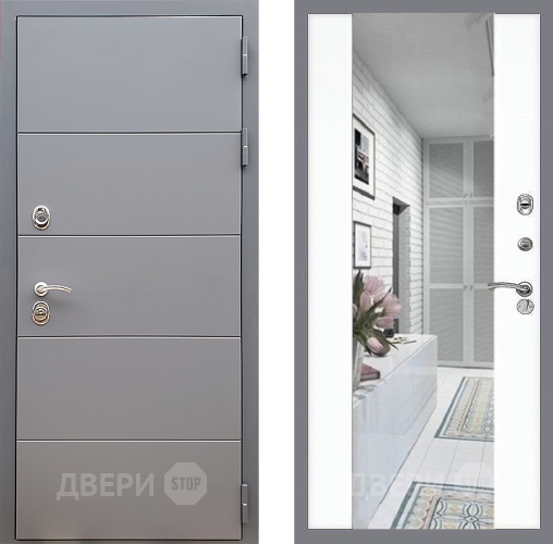 Входная металлическая Дверь Стоп АРТ ГРАФИТ Зеркало СБ-16 Силк Сноу в Орехово-Зуево