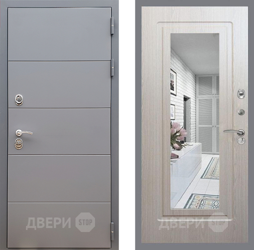 Дверь Стоп АРТ ГРАФИТ Зеркало ФЛ-120 Беленый дуб в Орехово-Зуево