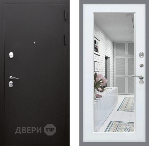 Дверь Стоп КЛАССИК Шагрень Зеркало Белый ясень в Орехово-Зуево