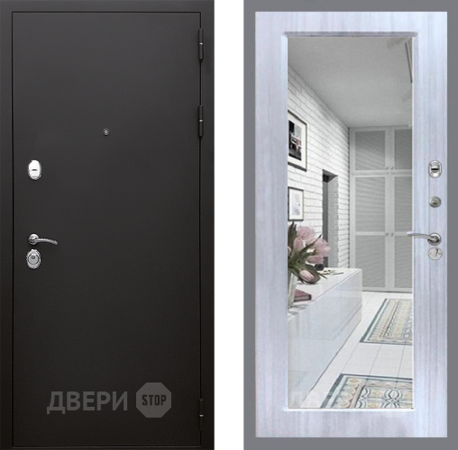 Входная металлическая Дверь Стоп КЛАССИК Шагрень Зеркало Сандал белый в Орехово-Зуево