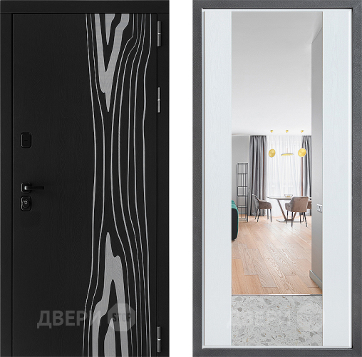 Входная металлическая Дверь Дверной континент ДК-12 ФЛЗ-1 Зеркало Белое дерево в Орехово-Зуево