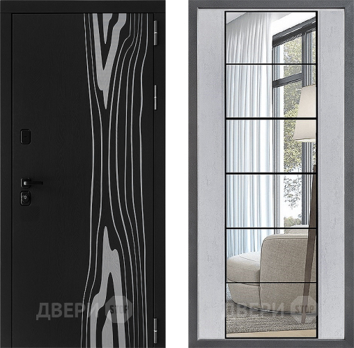 Входная металлическая Дверь Дверной континент ДК-12 ФЛЗ-2 Зеркало Бетон светлый в Орехово-Зуево