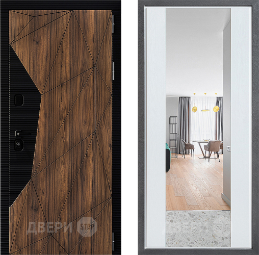 Входная металлическая Дверь Дверной континент ДК-11 ФЛЗ-1 Зеркало Белое дерево в Орехово-Зуево