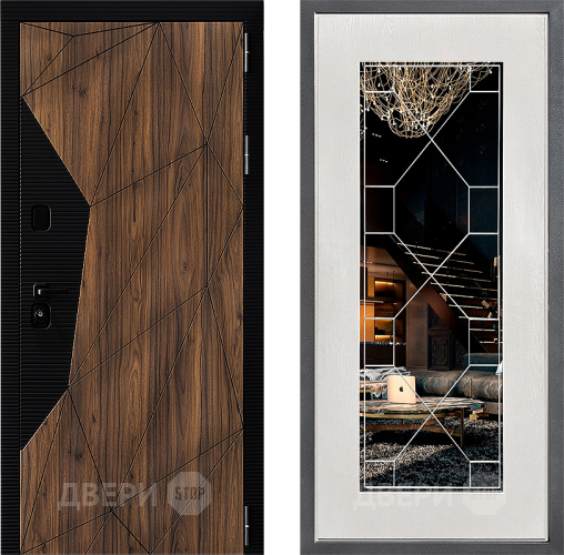 Входная металлическая Дверь Дверной континент ДК-11 ФЛ-Тиффани Зеркало Белое дерево в Орехово-Зуево