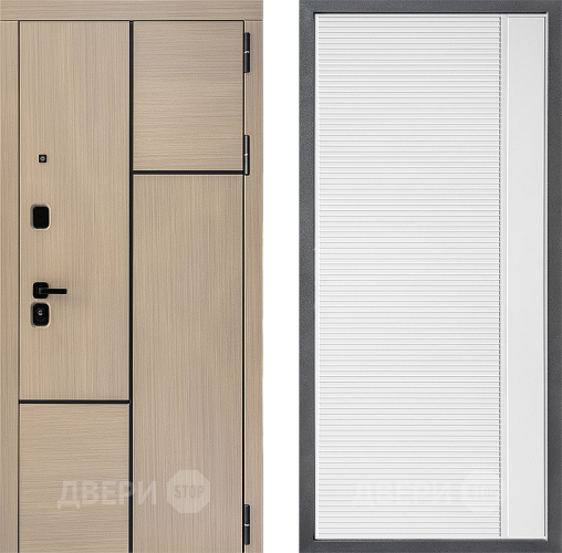 Входная металлическая Дверь Дверной континент ДК-14 ФЛ-757 Белое Стекло Софт милк в Орехово-Зуево