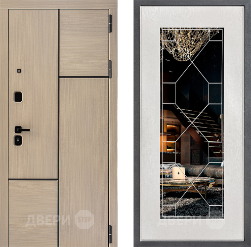 Входная металлическая Дверь Дверной континент ДК-14 ФЛ-Тиффани Зеркало Белое дерево в Орехово-Зуево