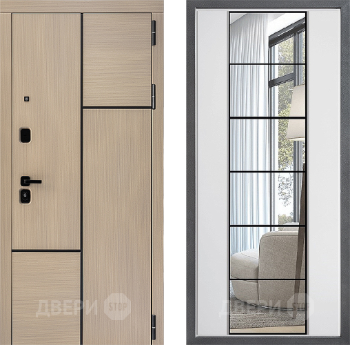 Входная металлическая Дверь Дверной континент ДК-14 ФЛЗ-2 Зеркало Белый софт в Орехово-Зуево