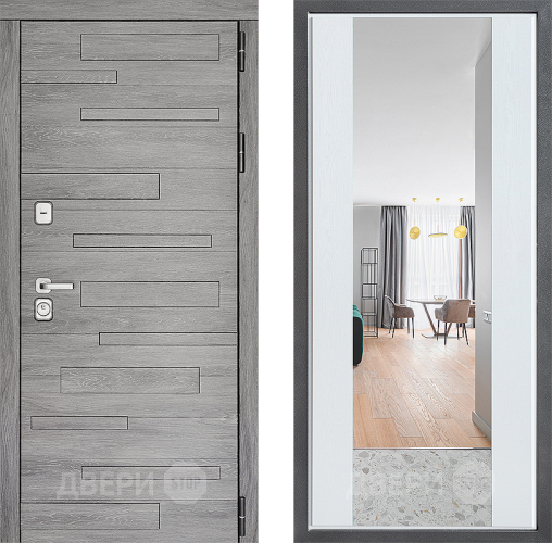 Входная металлическая Дверь Дверной континент ДК-10 ФЛЗ-1 Зеркало Белое дерево в Орехово-Зуево