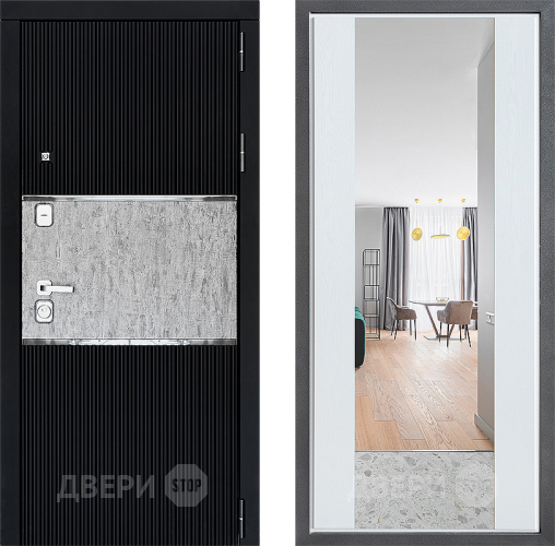 Входная металлическая Дверь Дверной континент ДК-13 ФЛЗ-1 Зеркало Белое дерево в Орехово-Зуево