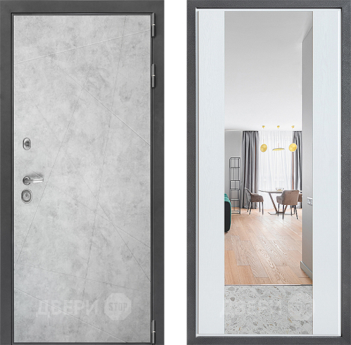 Дверь Дверной континент ДК-3/743 ФЛЗ-1 Зеркало Белое дерево в Орехово-Зуево