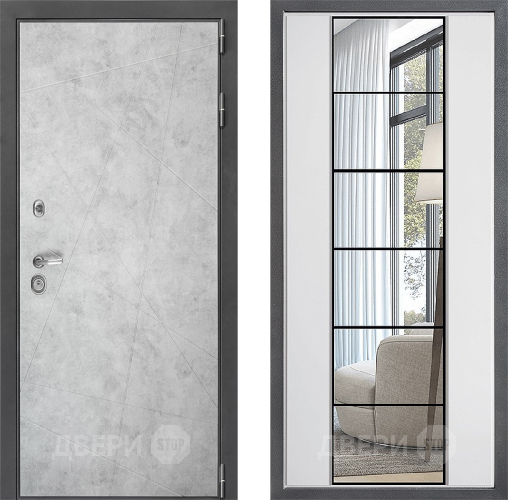 Входная металлическая Дверь Дверной континент ДК-3/743 ФЛЗ-2 Зеркало Белый софт в Орехово-Зуево