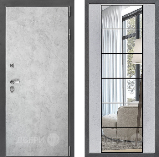 Входная металлическая Дверь Дверной континент ДК-3/743 ФЛЗ-2 Зеркало Бетон светлый в Орехово-Зуево
