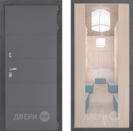 Входная металлическая Дверь Дверной континент ДК-3/649 ФЛЗ-1 Зеркало Капучино в Орехово-Зуево