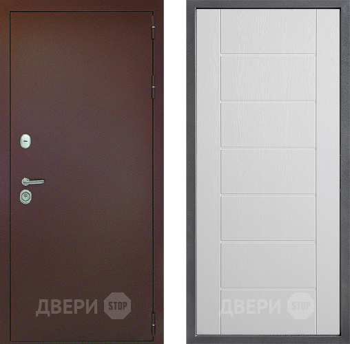 Входная металлическая Дверь Дверной континент Рубикон Медь Дизайн ФЛ-Лайн Белое дерево в Орехово-Зуево