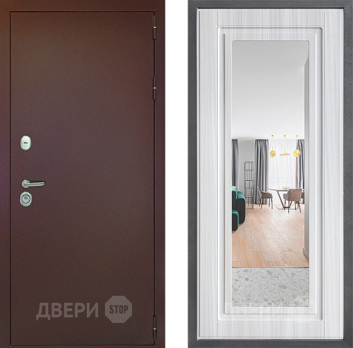 Дверь Дверной континент Рубикон Медь Дизайн ФЛЗ Зеркало Сандал белый в Орехово-Зуево
