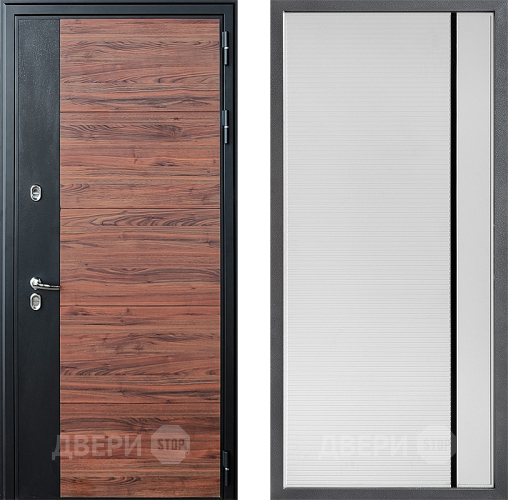 Входная металлическая Дверь Дверной континент ДК-15 Красное Дерево ТЕРМО ФЛ-757 Черное Стекло Софт милк в Орехово-Зуево