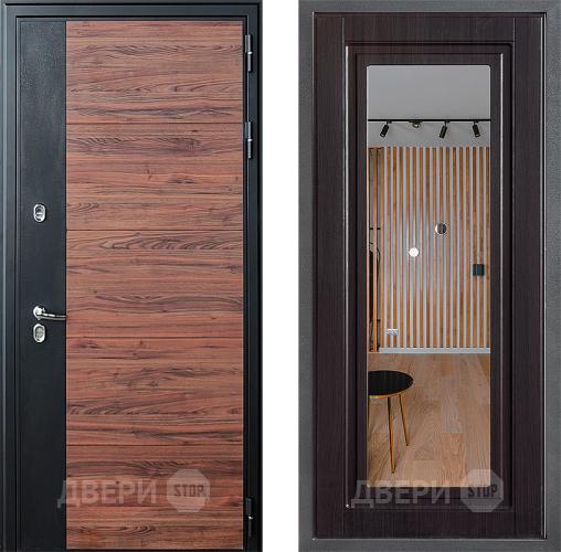 Дверь Дверной континент ДК-15 Красное Дерево ТЕРМО ФЛЗ Зеркало Венге в Орехово-Зуево