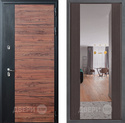 Входная металлическая Дверь Дверной континент ДК-15 Красное Дерево ТЕРМО ФЛЗ-1 Зеркало Венге в Орехово-Зуево