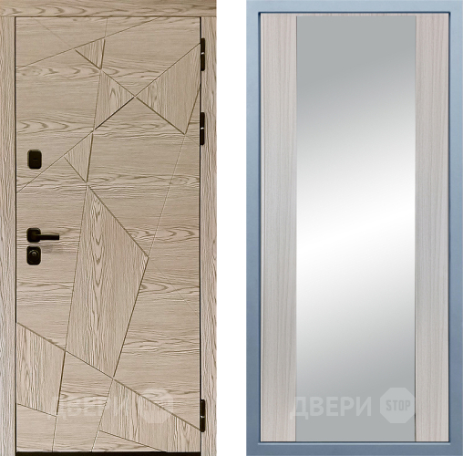Входная металлическая Дверь Дива МД-97/1 Д-15 Зеркало Сандал белый в Орехово-Зуево