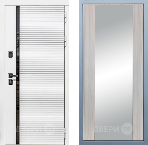 Входная металлическая Дверь Дива МХ-45 Белая STR Д-15 Зеркало Сандал белый в Орехово-Зуево