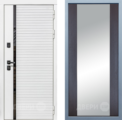 Входная металлическая Дверь Дива МХ-45 Белая STR Д-15 Зеркало Венге в Орехово-Зуево