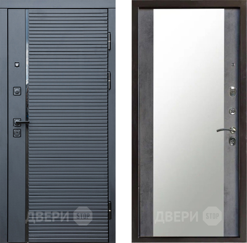 Входная металлическая Дверь Престиж Черная Линия Зеркало Бетон темный в Орехово-Зуево