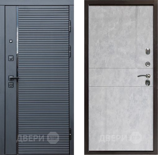 Входная металлическая Дверь Престиж Черная Линия Горизонт Бетон светлый в Орехово-Зуево