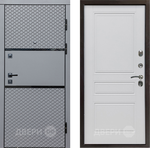 Входная металлическая Дверь Престиж Ромб Классика Белый матовый в Орехово-Зуево